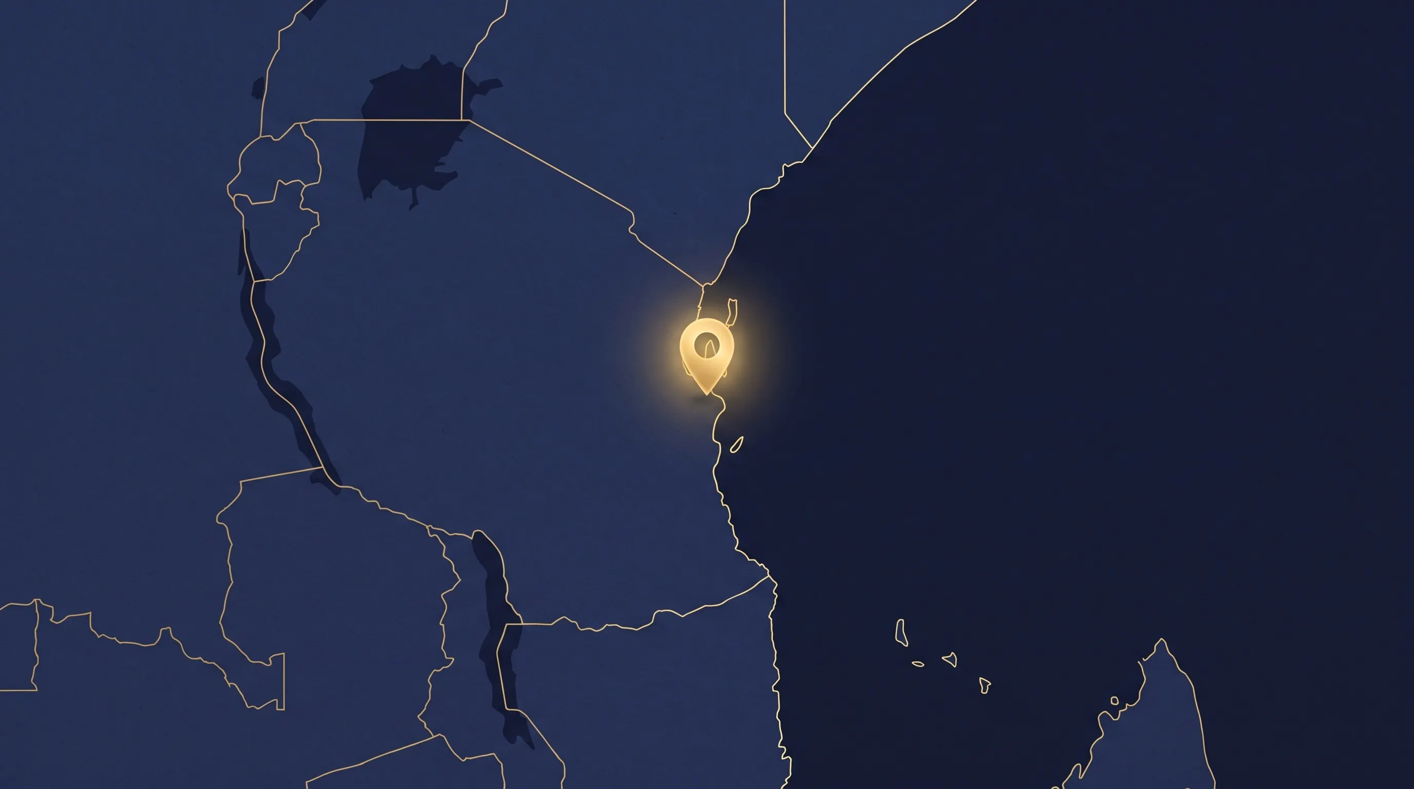 Map graphic pinpointing Borderland's Dar es Salaam headquarters